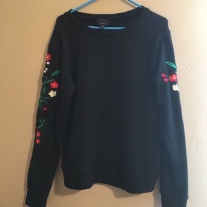 Forever 21 black embroidered sleeve sweatshirt (: